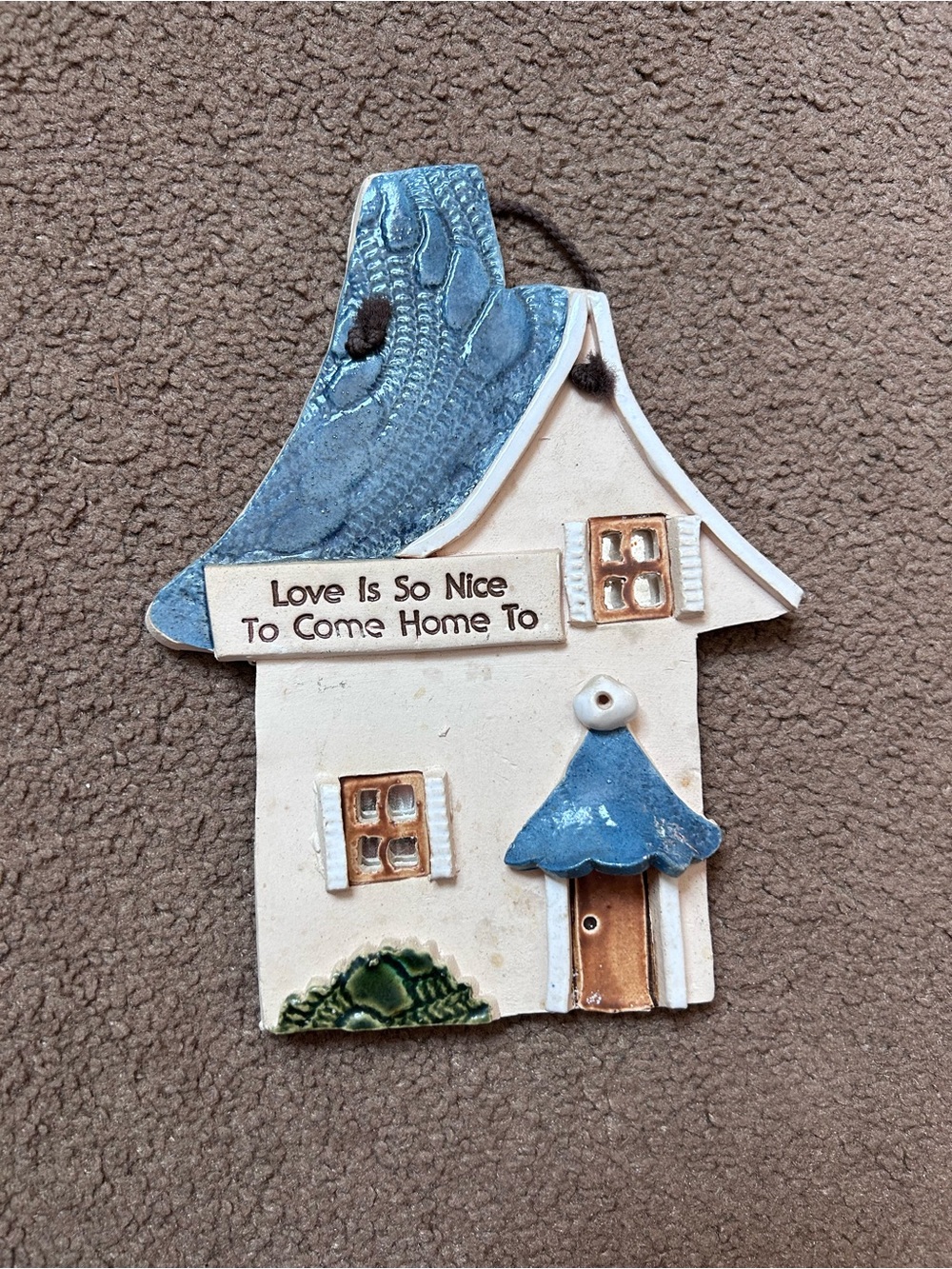 Vintage Ceramic House Wall Decor w Quote